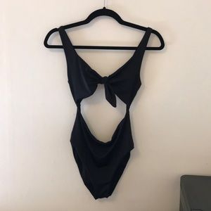 Black one piece cut out bathing suit from Zara